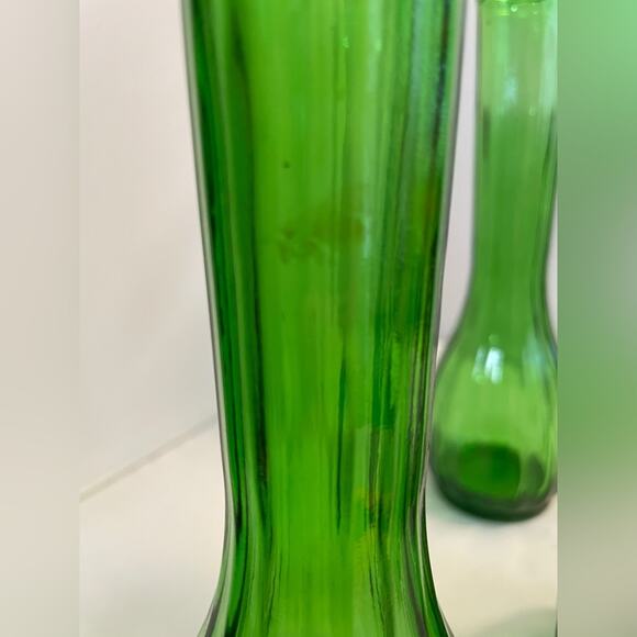 Set of 3 Vintage PGC Green Glass Flower Vases - Picture 2 of 7